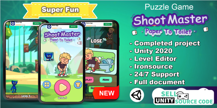 Shoot Master Paper To Toilet - Unity - IronSource