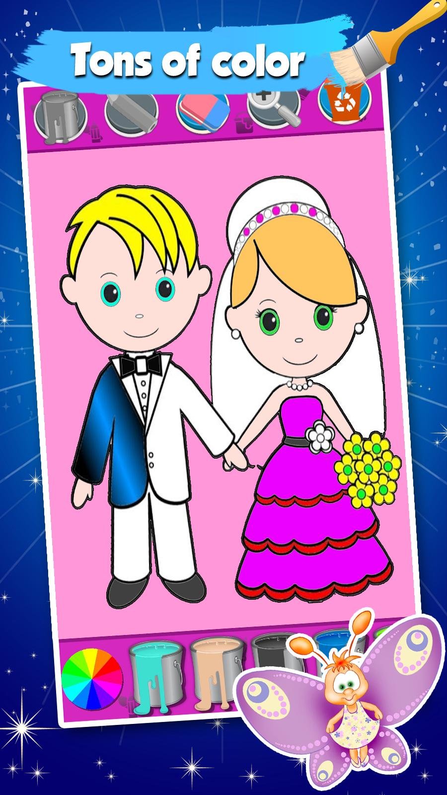 Bride And Groom Wedding Coloring Pages Game