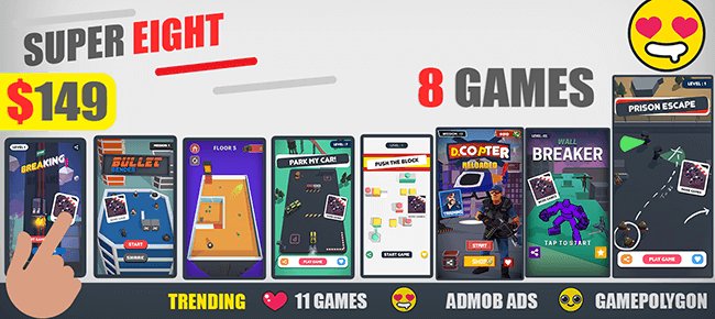 GamePolygon Latest Release Bundle: 8 Super Game Templates -86% OFF NOW!