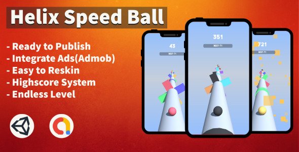 Helix Speed Ball (Unity Template + Android + Hypercasual + Admob)