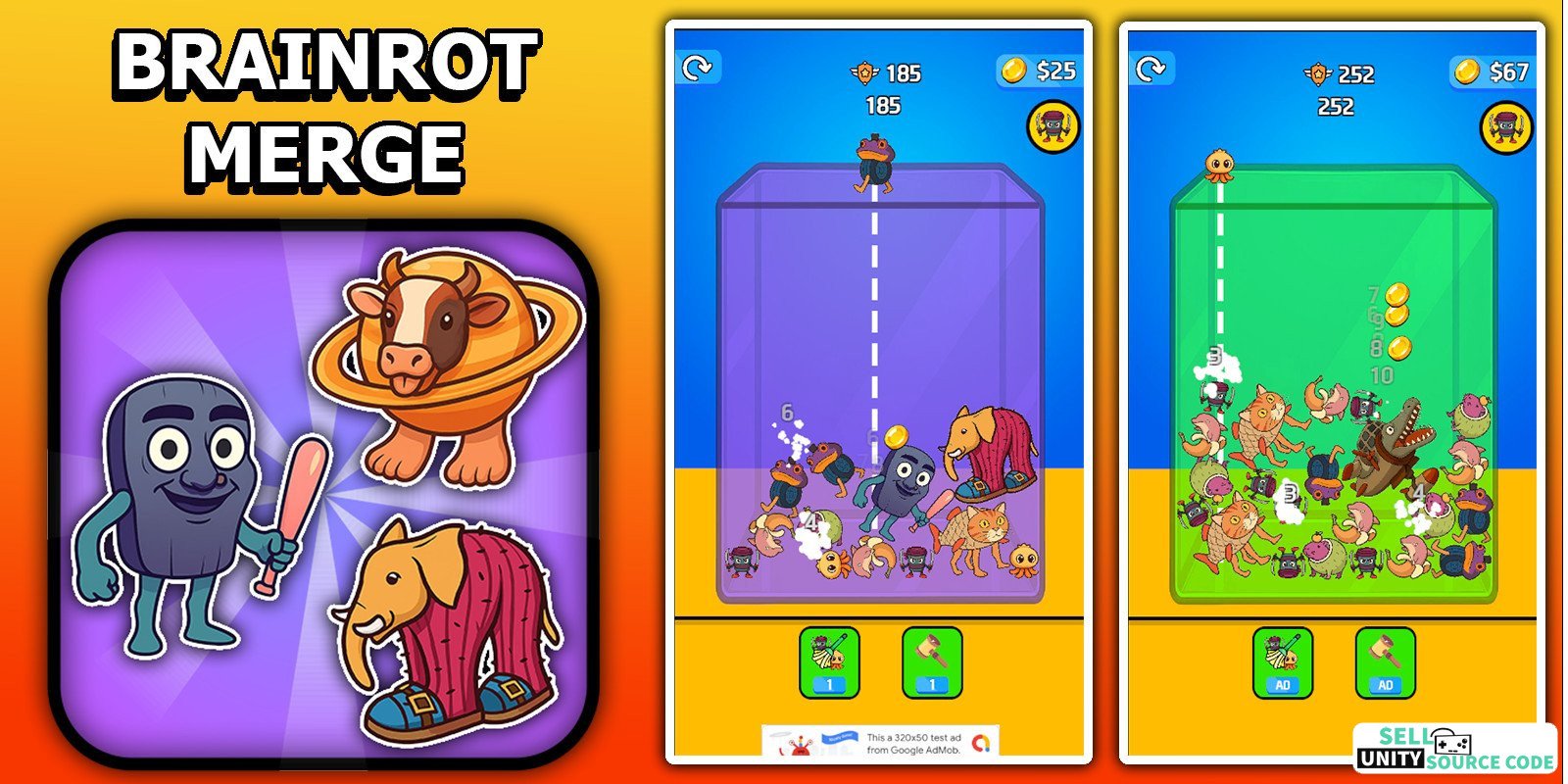 Brainrot Merge Drop Puzzle Game Unity Source Code