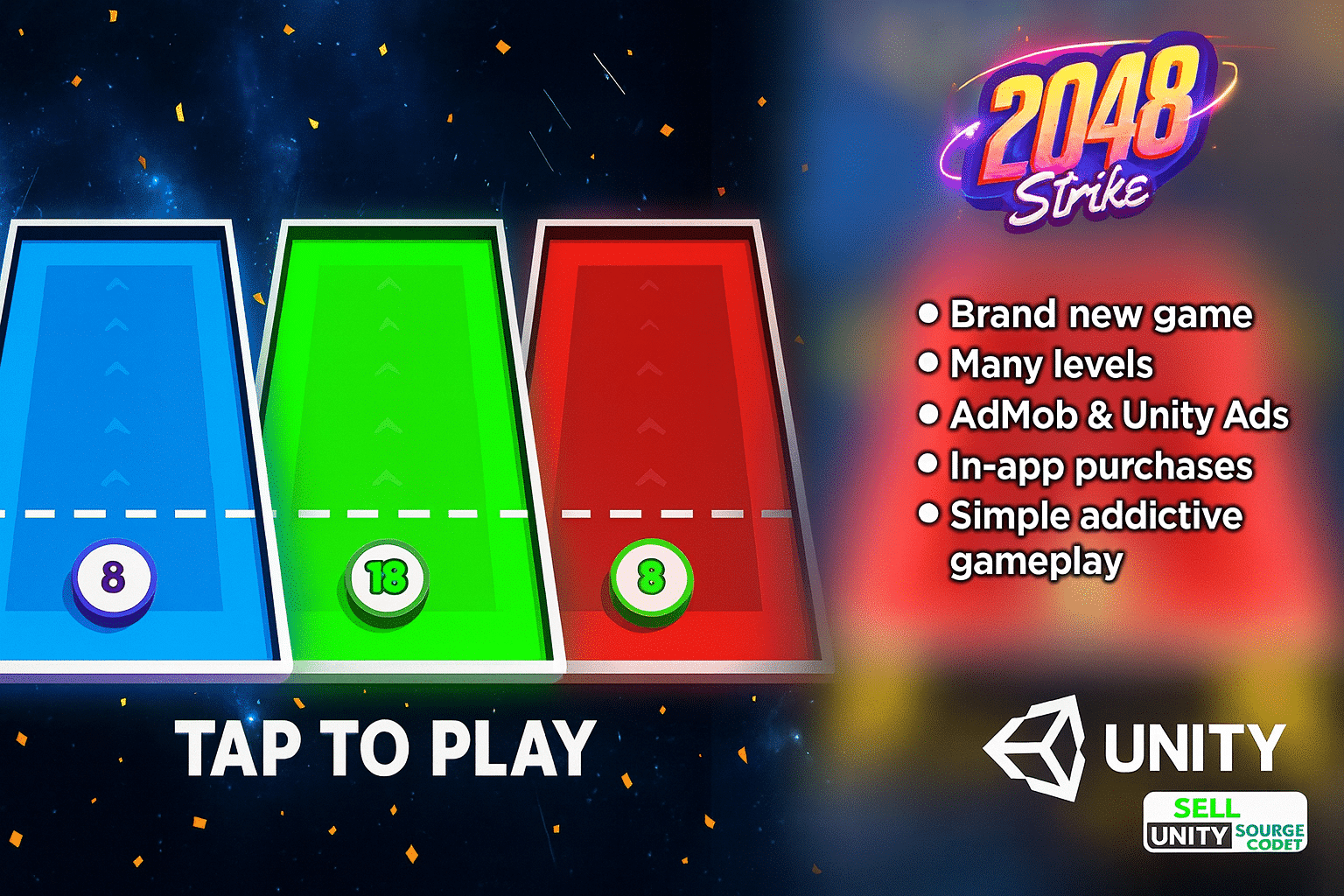 2048 Strike | Brand New Hypercasual Puzzle Game | source code