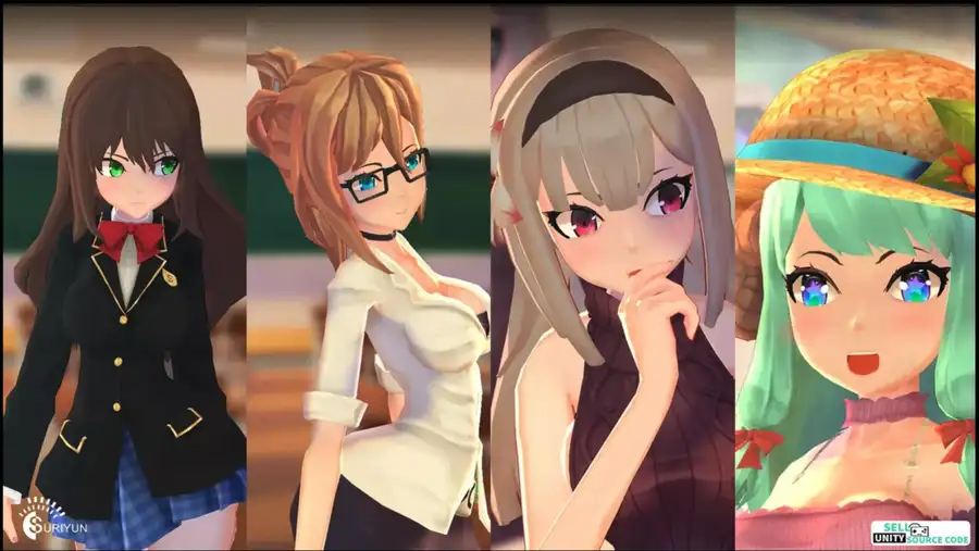Anime Girls Pack – 3D Character Models Unity Assets – SellUnitySourceCode.com screenshot 4