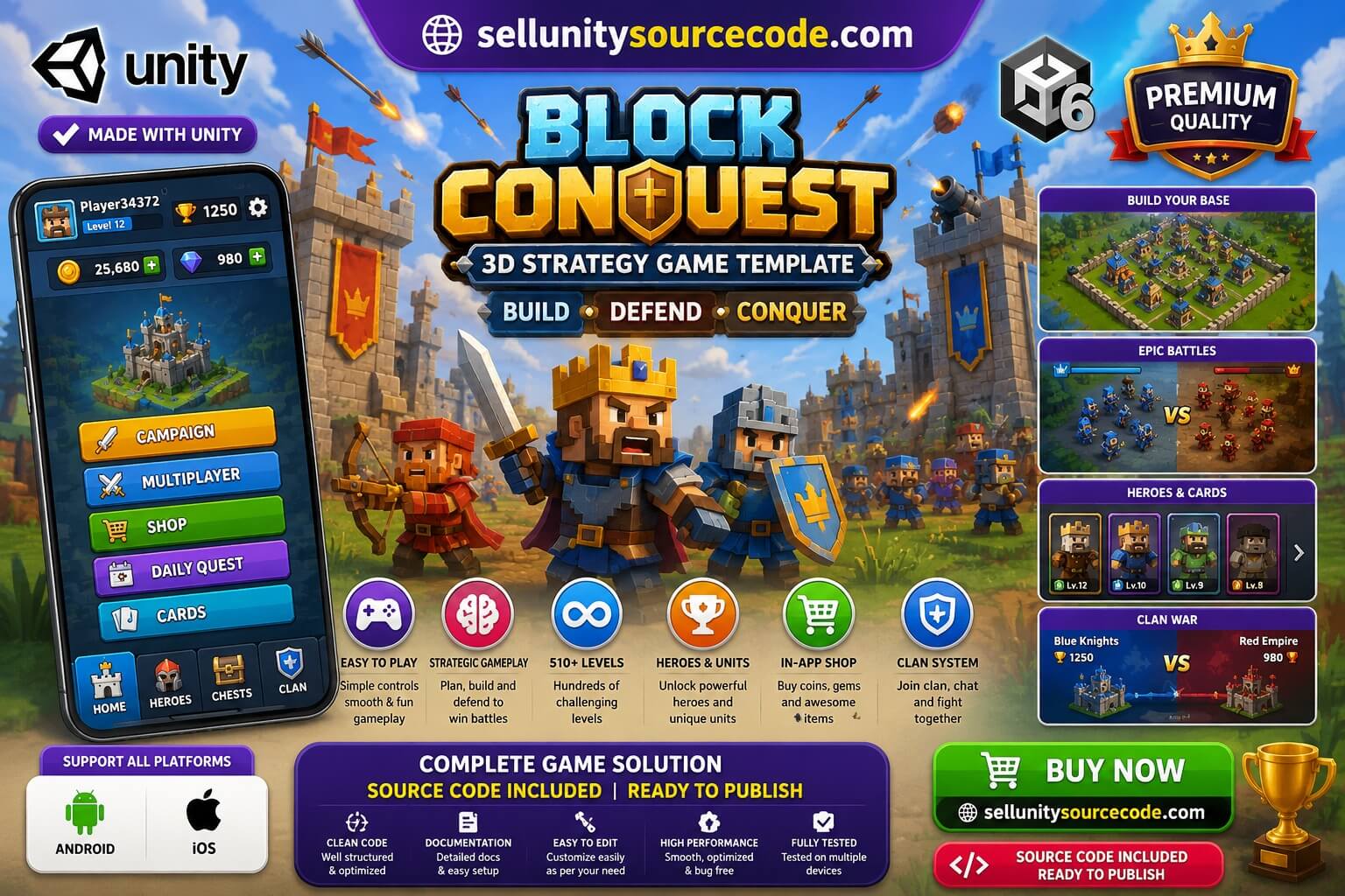 Block Conquest 3D Strategy Game Buy Unity Game Source Code