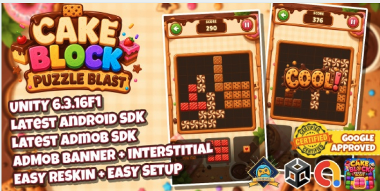 Cake Block Puzzle Blast Unity Source Code – Endless Cookie Collector Runner Game | SellUnitySourceCode.com screenshot 2