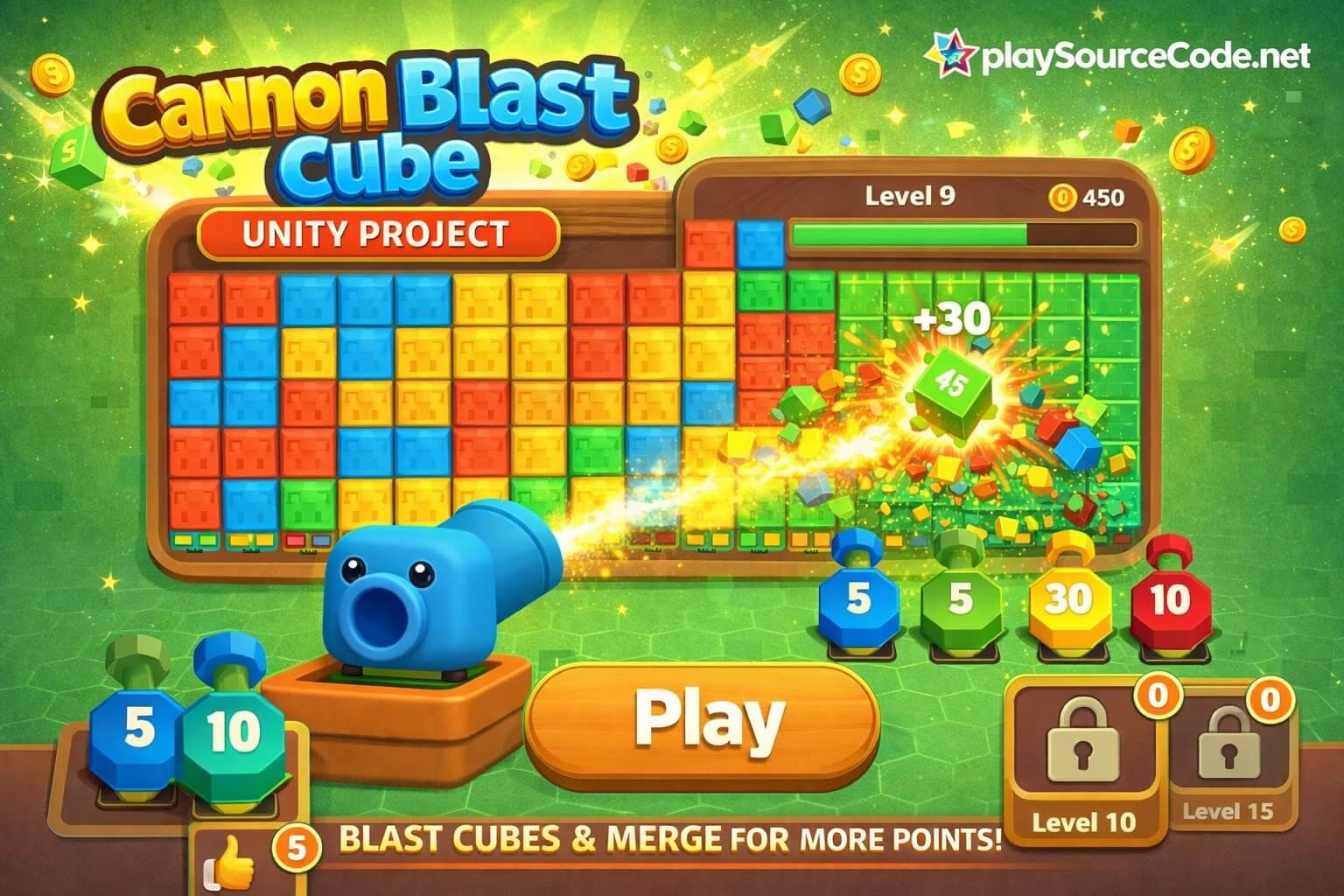 Cannon Blast Cube – Unity Game Project source code