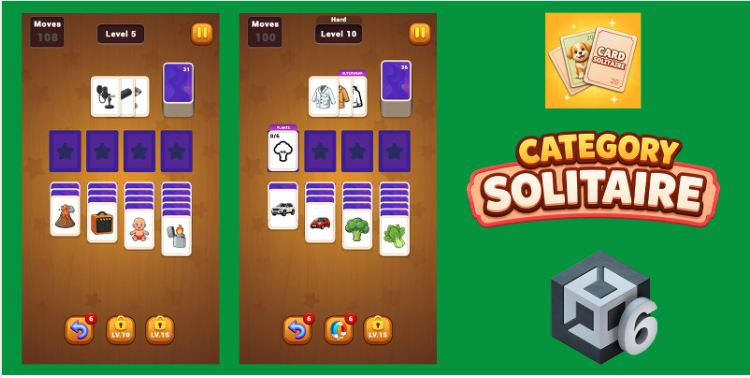 Category Solitaire Card Puzzle Unity Source Code with Level Editor | Complete Card Puzzle Game Template | sellunitysourcecode.com source code