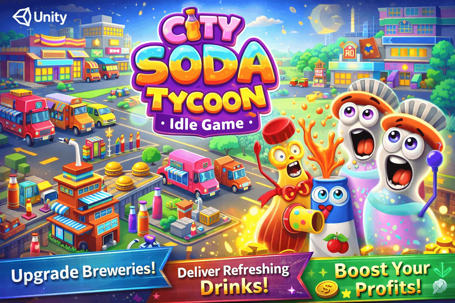 City Soda Tycoon: Idle Factory Clicker Unity Source Code (Automation & Upgrades) source code