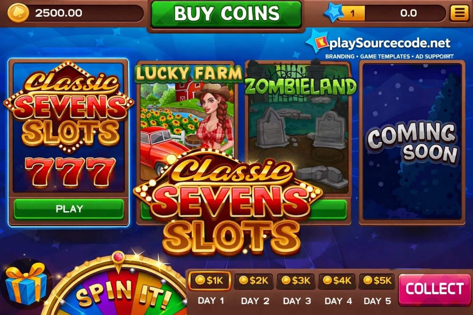 Classic Seven Slots Complete Unity Project source code