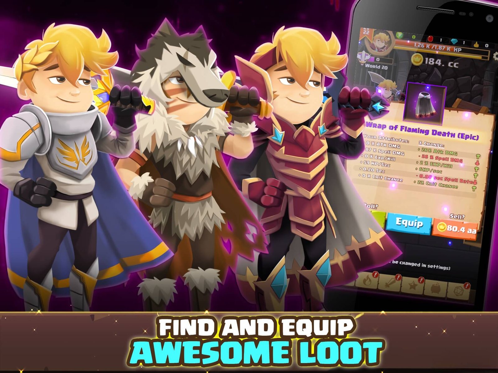 ⚔️ Clicker Knight – Incremental Idle RPG | SellUnitySourceCode.com screenshot 5