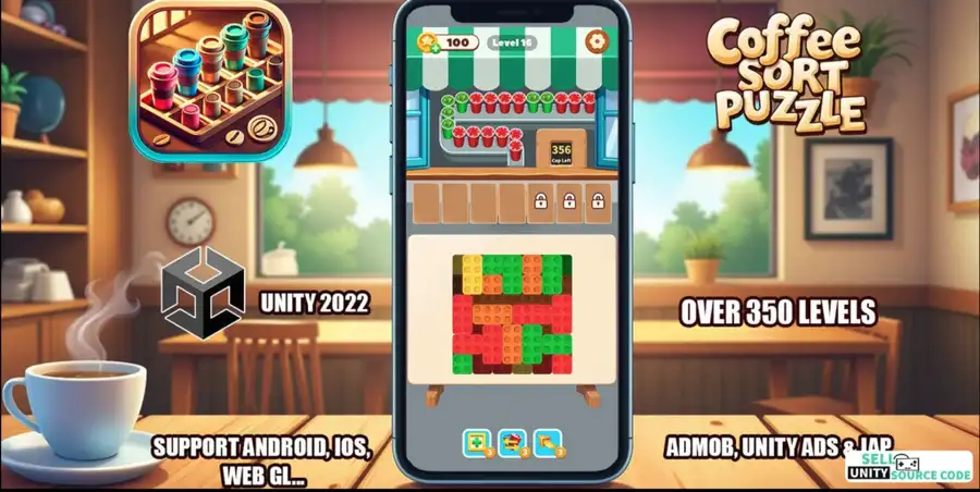 Coffee Sort Puzzle - Unity Game Source Code source code