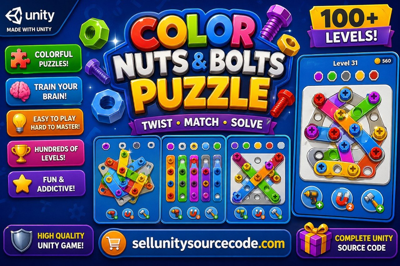 Color Nuts and Bolts Puzzle - Unity Source Code source code