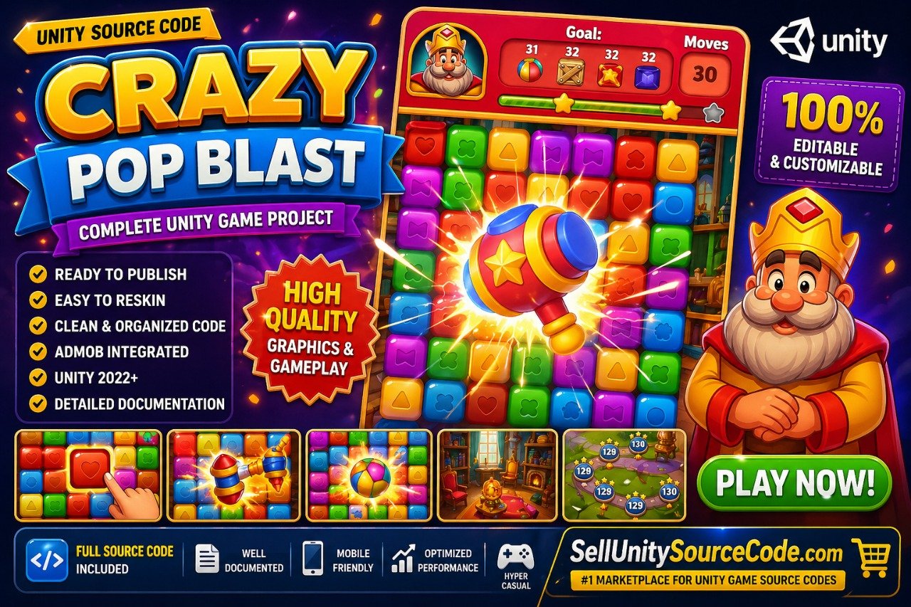 Crazy Pop Blast Unity Source Code source code