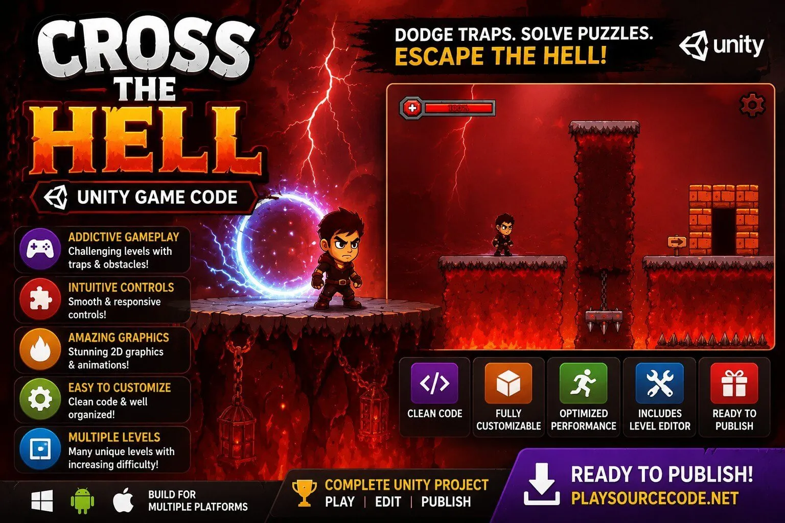 Cross The Hell Master Unity Game Code source code