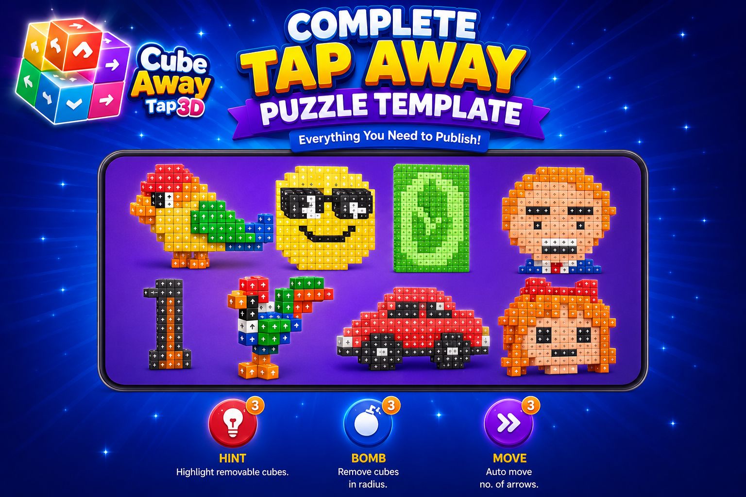 Cube Away –Tap 3D Block Puzzle Unity Template screenshot 5