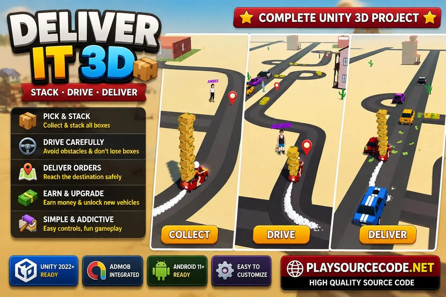Deliver It 3D Game Unity 3D Source Code