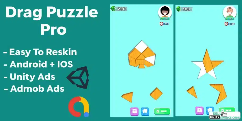Drag puzzle Pro Unity Game SellUnitySourceCode source code
