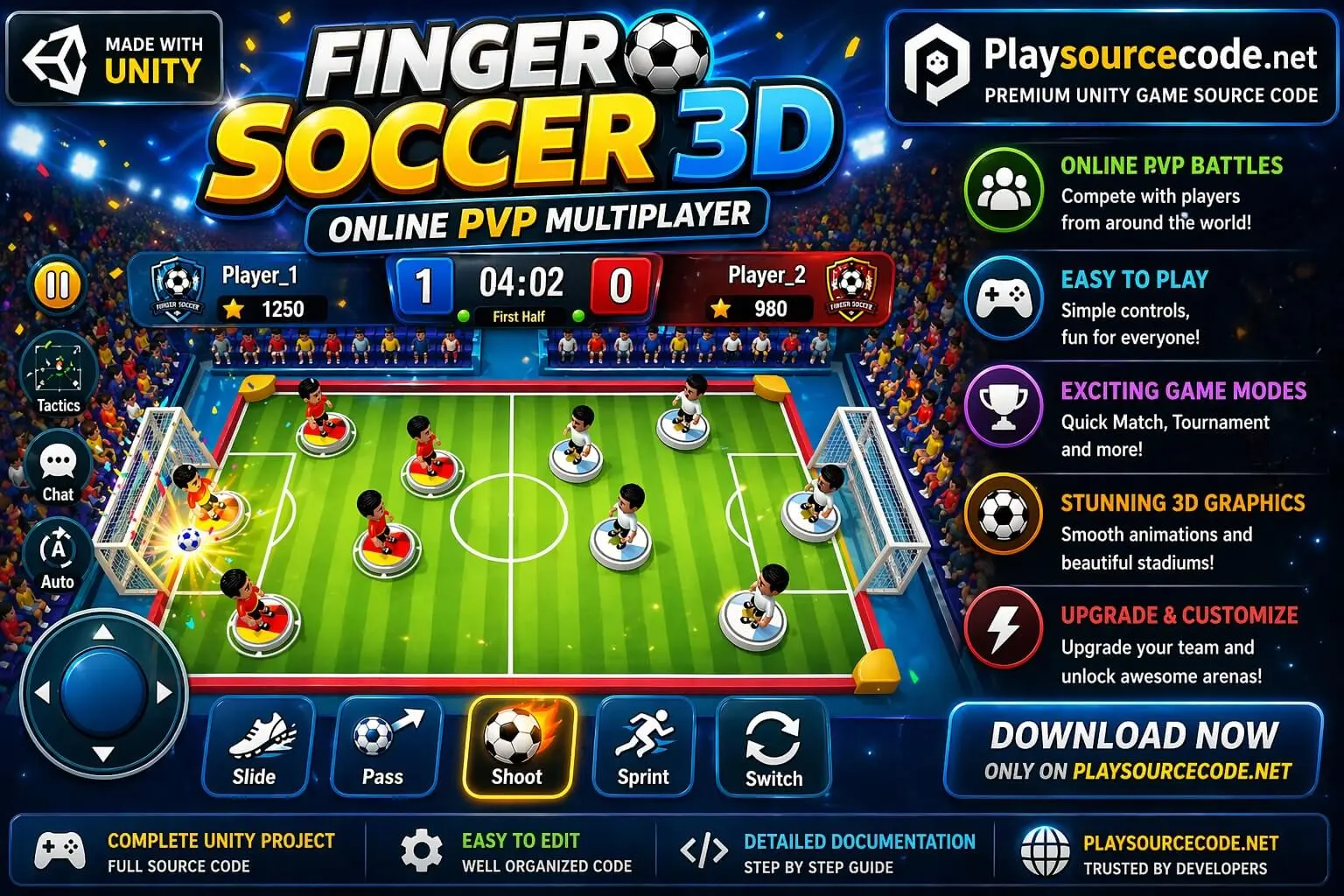 Finger Soccer 3D Online PvP Multiplayer Unity Complete Project screenshot 6