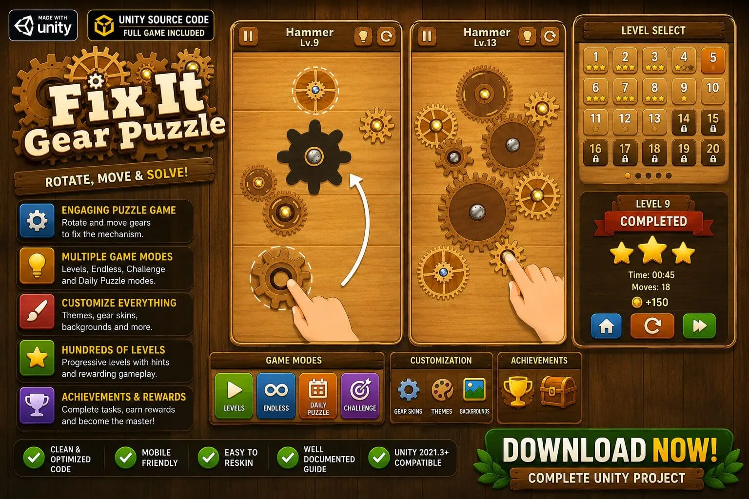 Fix it – Gear Puzzle Unity Game source code