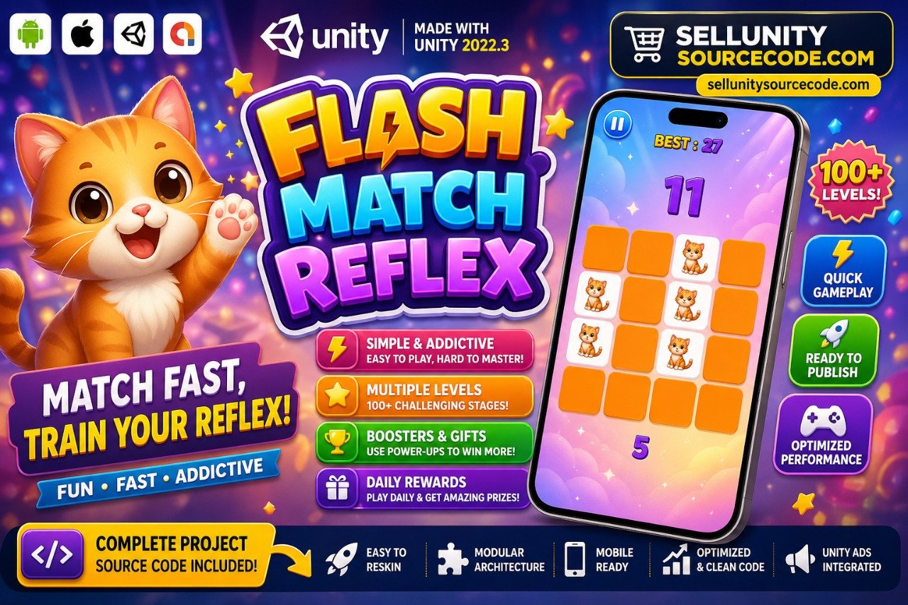 Flash Match Reflex - Hyper Casual Mobile Game source code