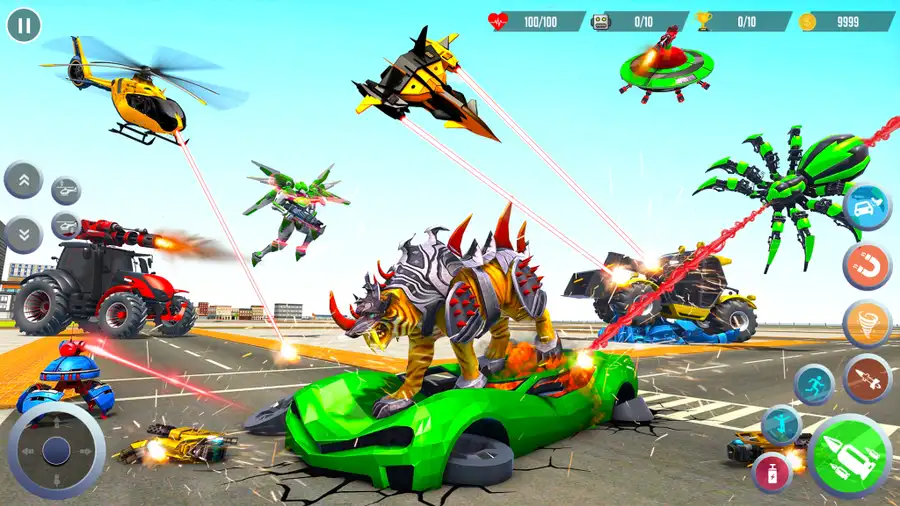 Flying Tiger Robot Car Game 3D SellUnitySourceCode  source code