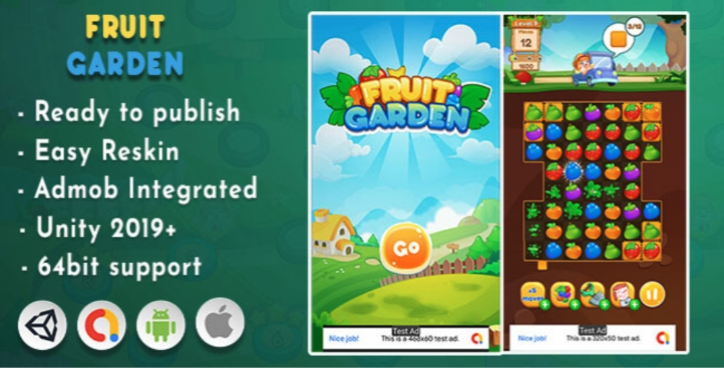 Fruit Garden Unity Source Code – Match-3 Fruit Puzzle Game | SellUnitySourceCode.com source code