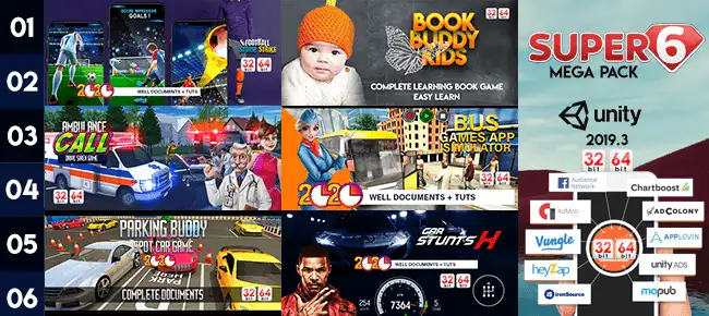 GBS Studio’s Super 6 Mega Bundle: 6 Unity 2019 Hig SellUnitySourceCode screenshot 5