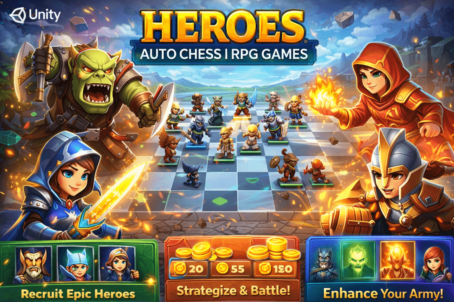 Heroes Auto Chess: Offline Strategy RPG Auto-Battler Unity Source Code screenshot 2