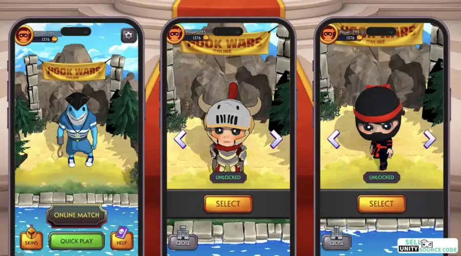 Hook Wars Online Multiplayer (Photon Fusion v2) SellUnitySourceCode screenshot 3