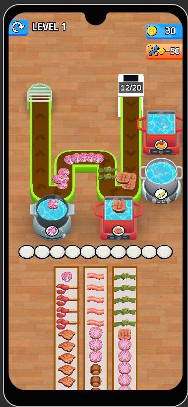 Hot Pot Flow Food 3D Unity Source Code – Premium Food Sorting Puzzle screenshot 2