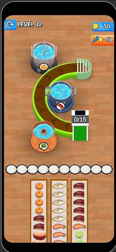 Hot Pot Flow Food 3D Unity Source Code – Premium Food Sorting Puzzle screenshot 5