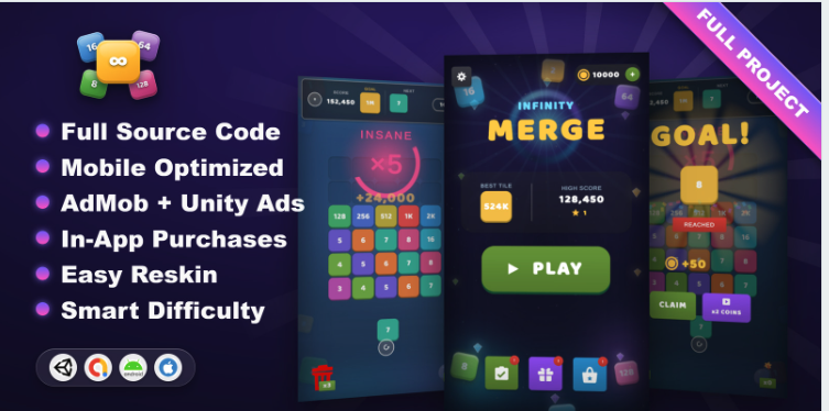 Infinity Number Merging Unity Source Code – Number Merge Puzzle Game | SellUnitySourceCode.com screenshot 17