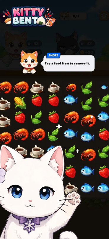Kitty Bento Unity Source Code – Cute Food Matching Puzzle Game | SellUnitySourceCode.com screenshot 7