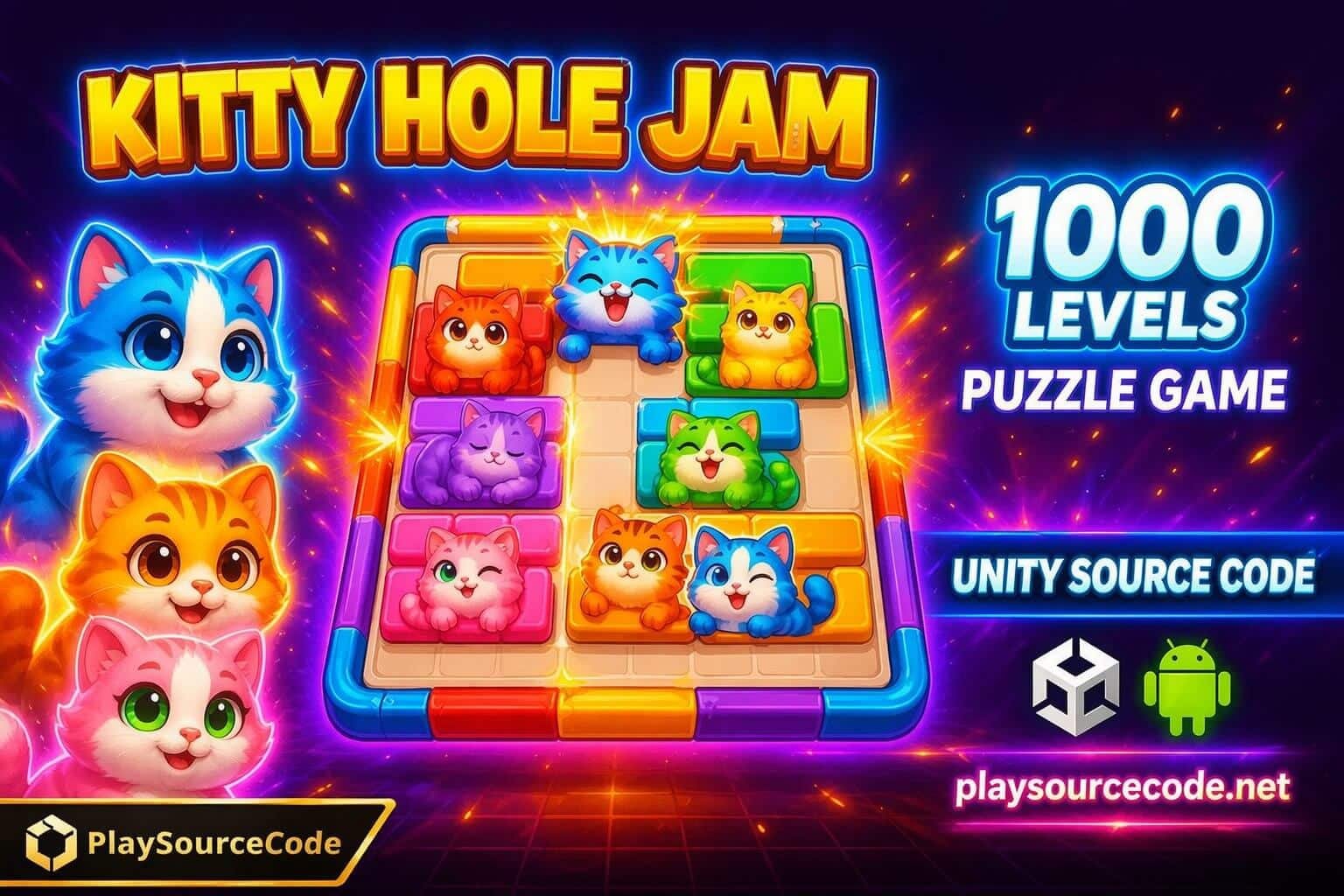 Kitty Hole Jam – 1000 Levels Unity Source Code source code