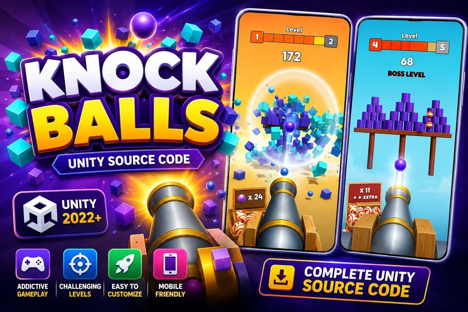 KNOCK BALLS Unity Source Code source code