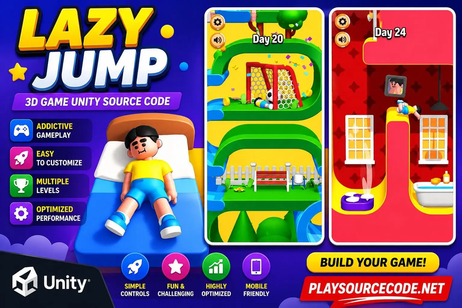 Lazy Jump 3D Unity Source Code – 50 Levels, AdMob &amp; Physics Gameplay source code