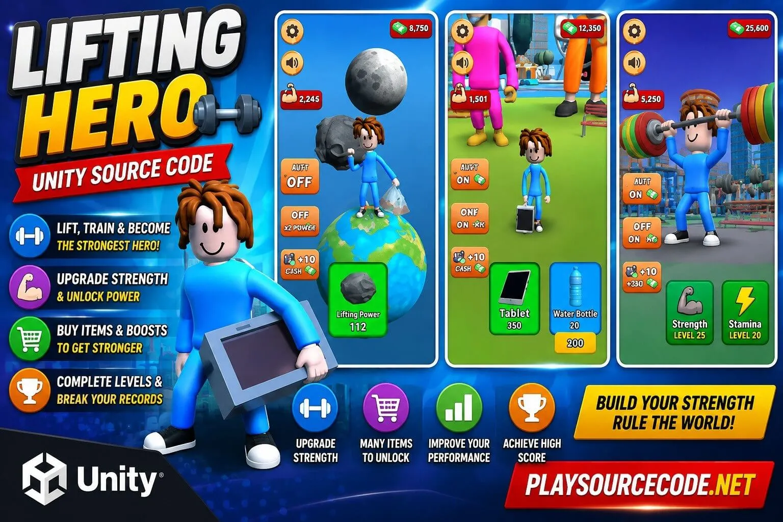Lifting Hero 3D Game Unity Source Code source code