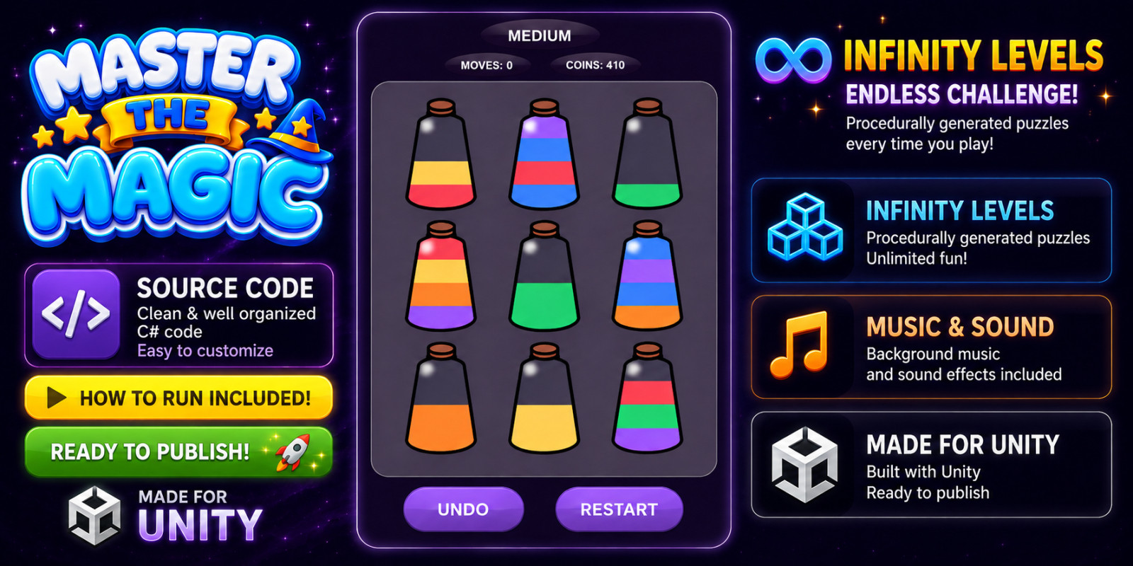 Master The Magic - Potion Sort Puzzle for Unity
