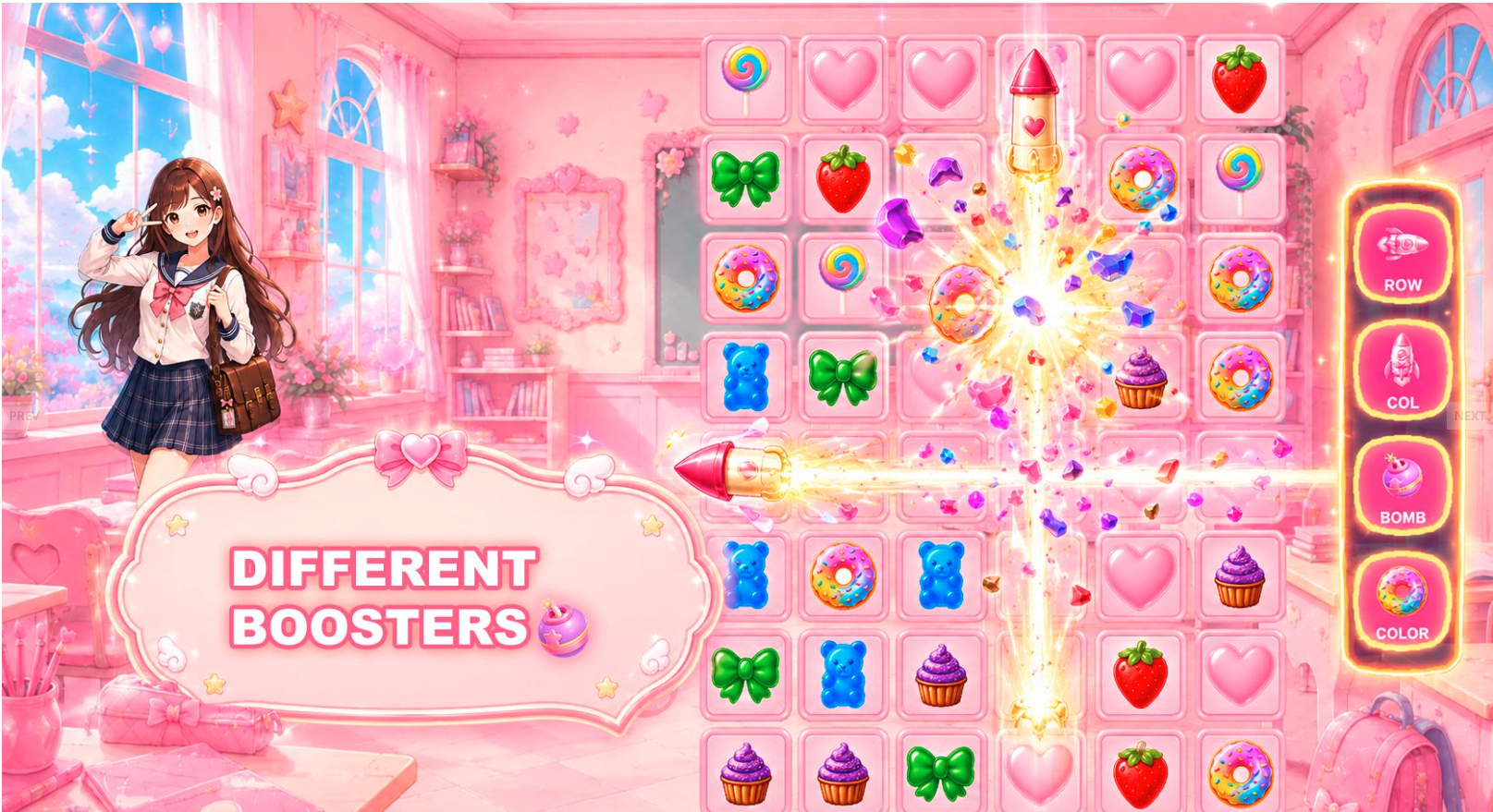 Match-3: Anime Date Unity Source Code – Anime Match 3 Puzzle Game | SellUnitySourceCode.com screenshot 4