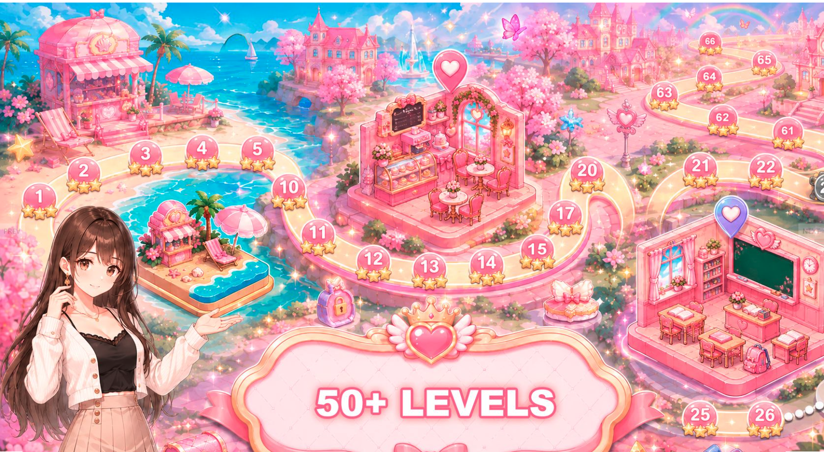 Match-3: Anime Date Unity Source Code – Anime Match 3 Puzzle Game | SellUnitySourceCode.com screenshot 9