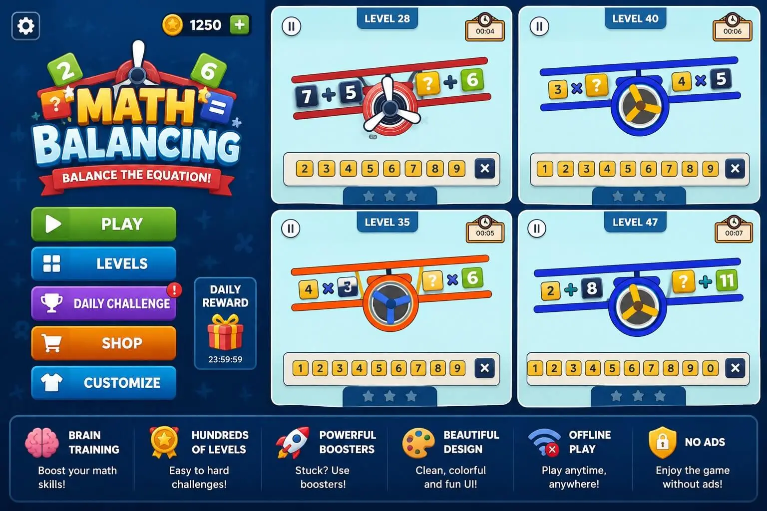 Math Balancing Game- Math Balancing Unity Template source code