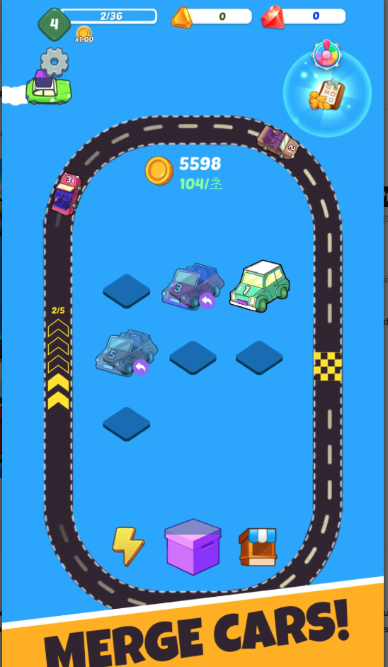 Merge Speed Cars Unity Source Code – Addictive Car Merge Tycoon Game Template screenshot 3