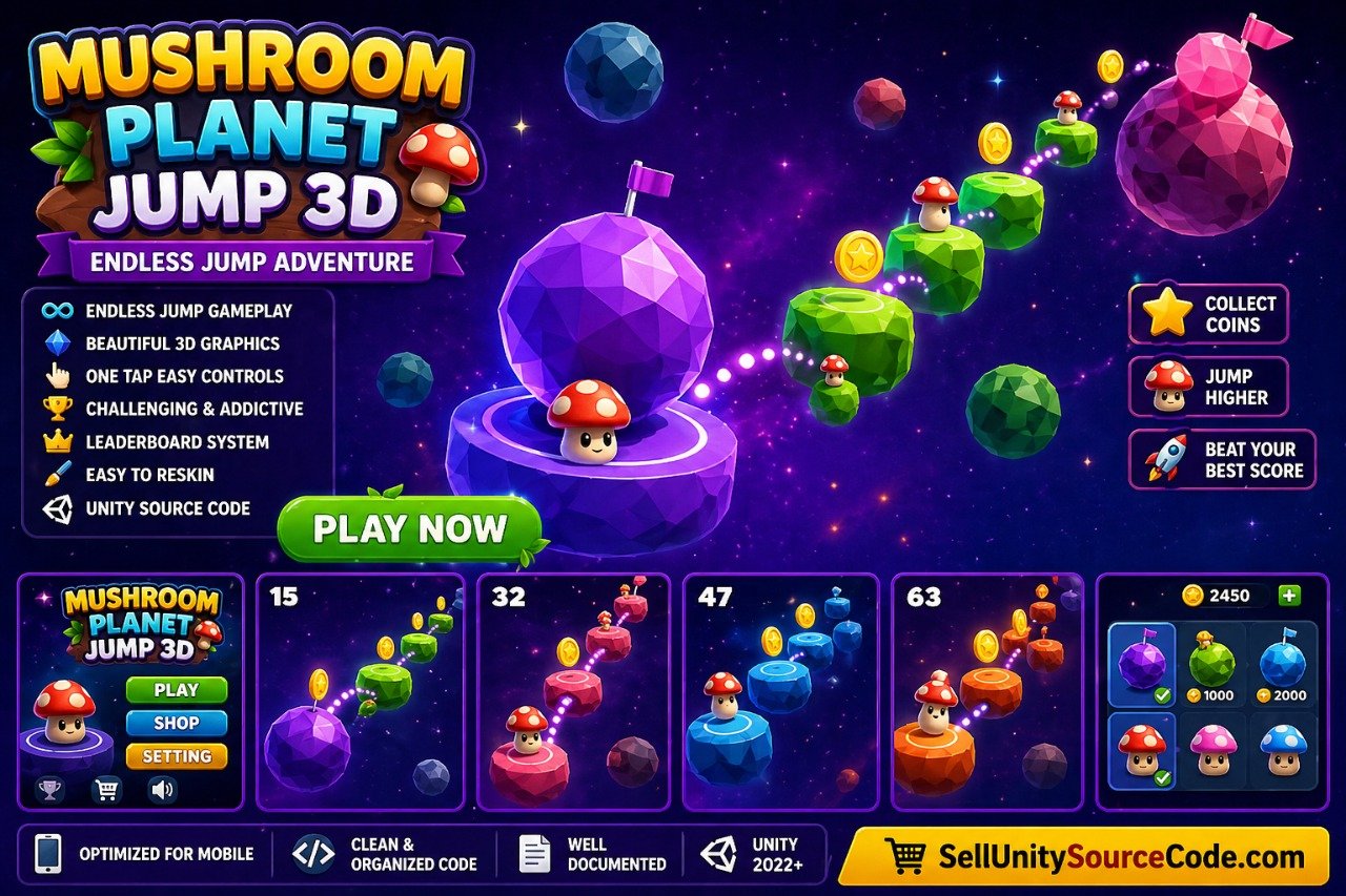 Mushroom Planet Jump 3D source code