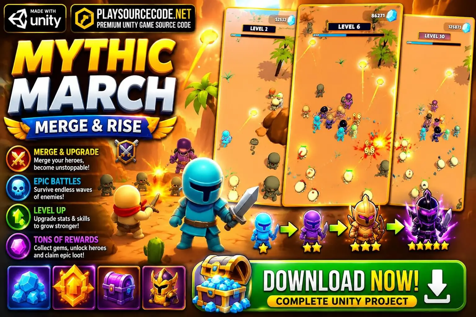 Mythic March: Merge &amp; Rise Unity Source Code source code