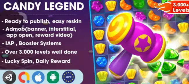 New Candy Legend Match 3 Game Complete Unity Projects - SellUnitySourceCode.com screenshot 2