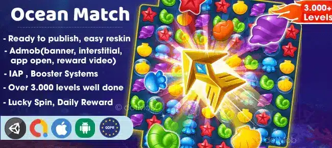 Ocean Match 3 Game SellUnitySourceCode