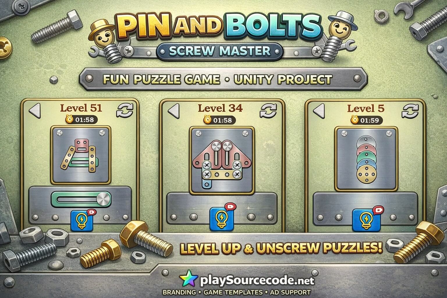 Pin and Bolts: Screw Master Unity Code source code