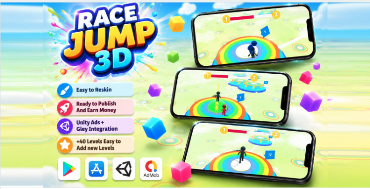 Race Jump 3D Unity Source Code – Endless Jump Racing Casual Game | SellUnitySourceCode.com screenshot 2