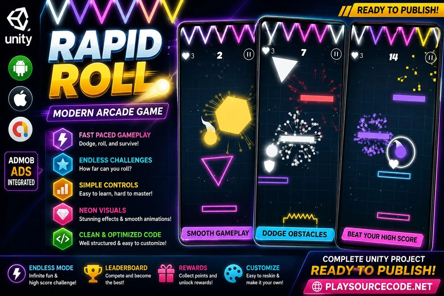 Rapid Roll – Complete Unity Game source code