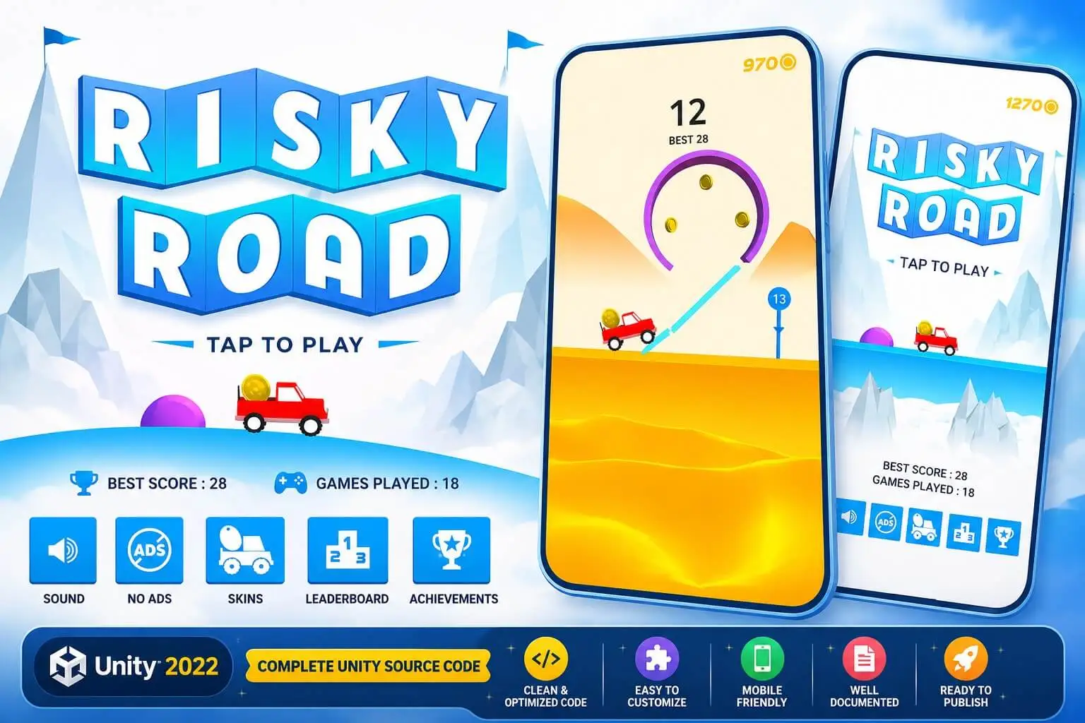 Risky Road Unity Source Code screenshot 2